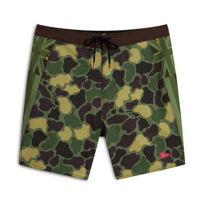 Color:Tropic Green Camo-F1 Pro Hawaii Camo Boardshort