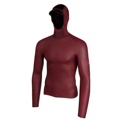 Color:Maroon-Florence Windshield Long Sleeve Hooded Rashguard