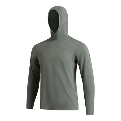 Color:Heather Dark Sage-Florence Airtex Long Sleeve Hooded Shirt