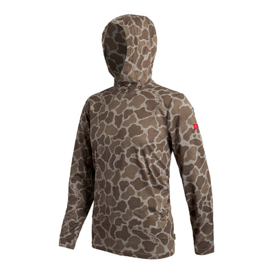 Color:Heather Tan Camo-Florence Airtex Long Sleeve Hooded Shirt