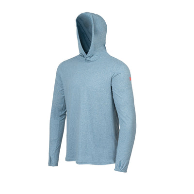 Color:Heather Steel Blue-Florence Long Sleeve Hooded Active T Shirt
