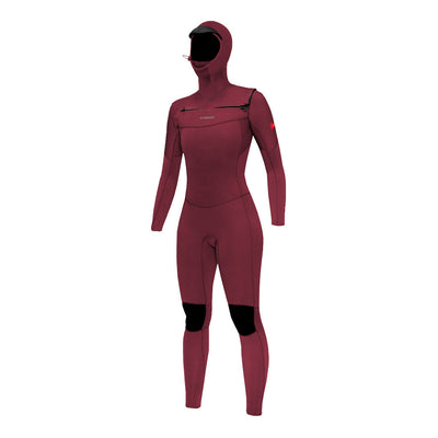 Color:Maroon-Florence Women's 3mm Hooded Fullsuit