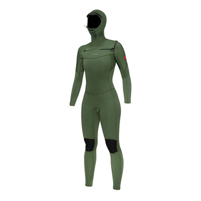 Color:Olive-Florence Women's 3mm Hooded Fullsuit